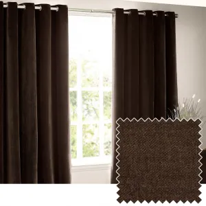 Heavy Chenille Room Darkening Eyelet Curtains Brown