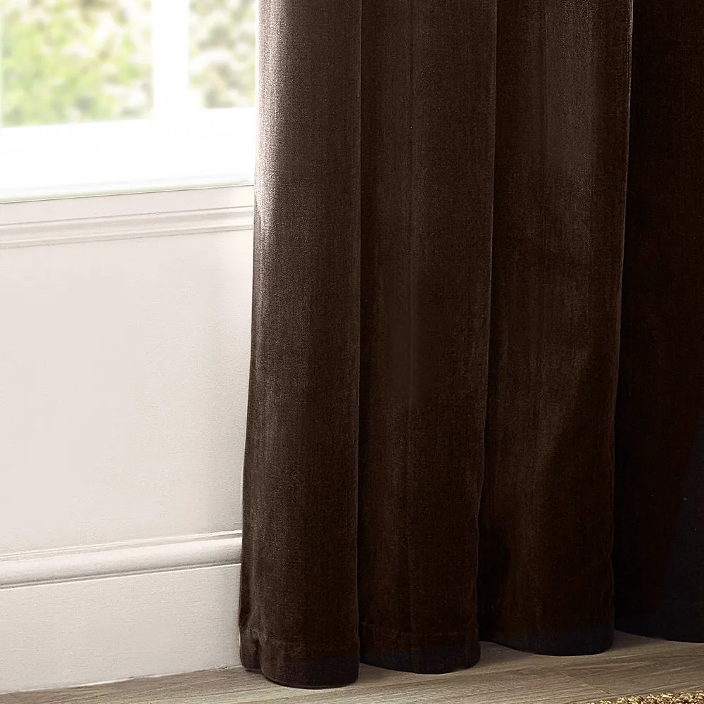 Heavy Chenille Room Darkening Eyelet Curtains Brown