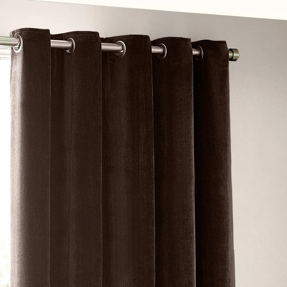 Heavy Chenille Room Darkening Eyelet Curtains Brown