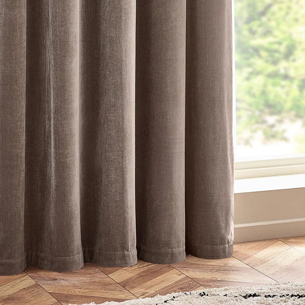 Heavy Chenille Room Darkening Eyelet Curtains Greige
