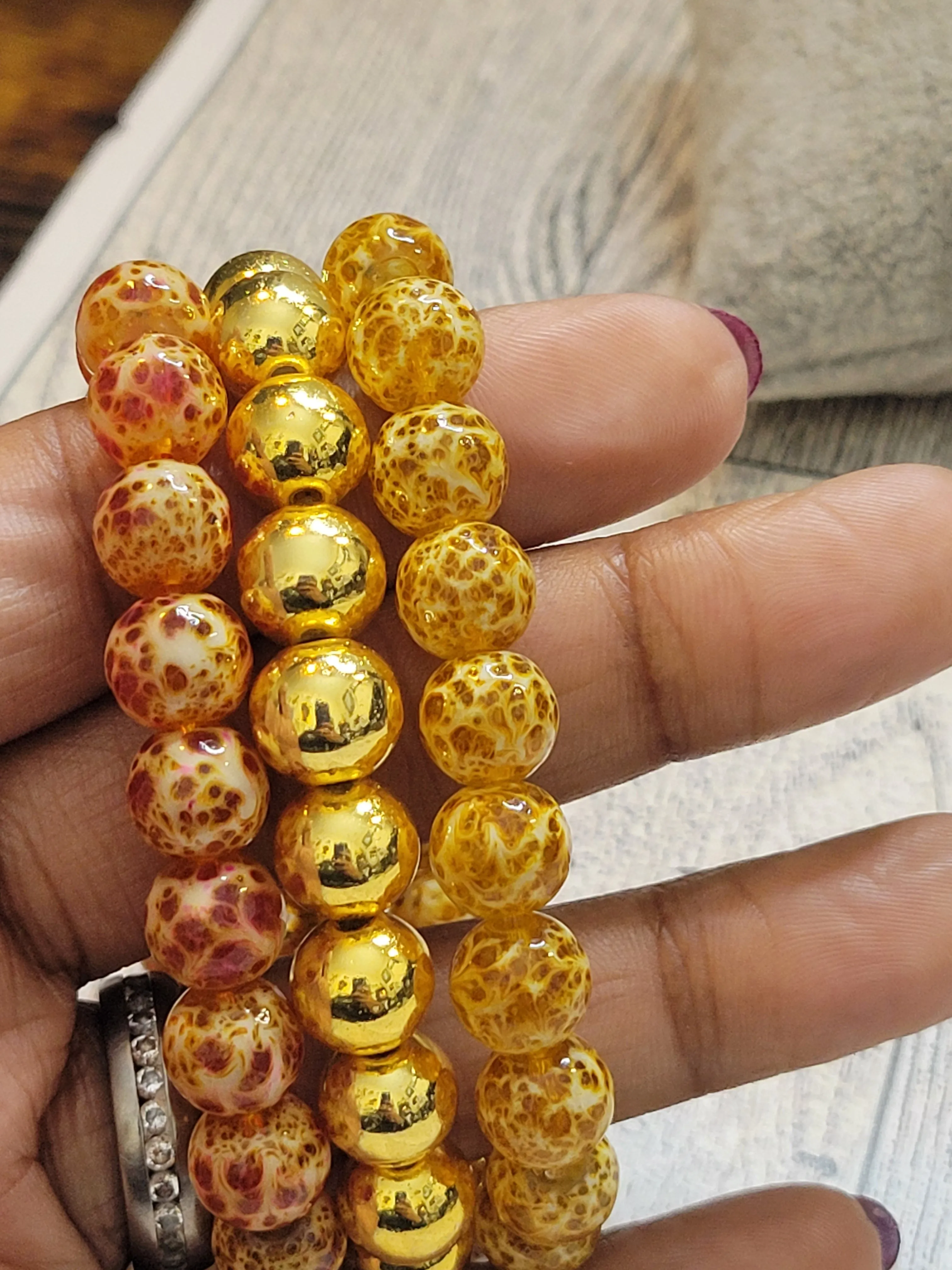 Hey Auntie - Orange - Beaded Bracelet Set