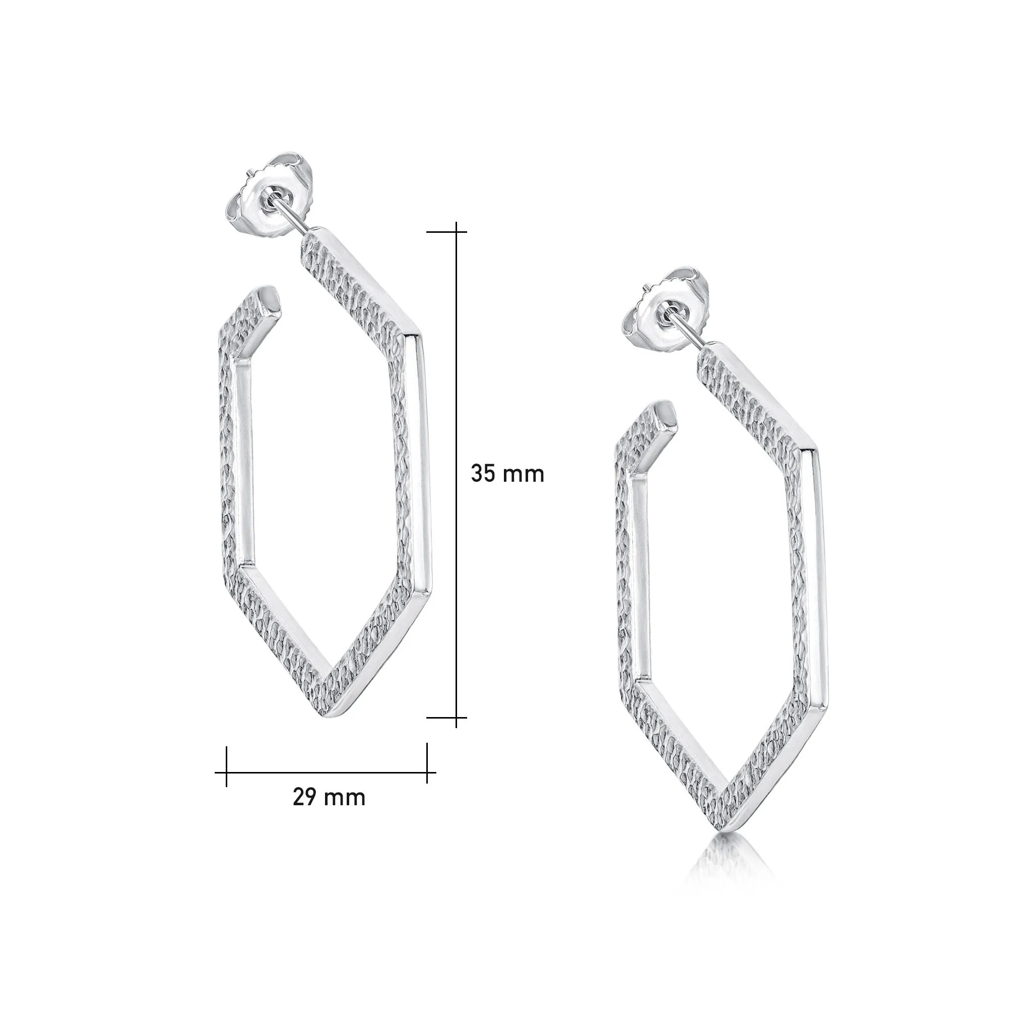 Honeycomb Large Sterling Silver Hoop Earrings