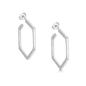 Honeycomb Large Sterling Silver Hoop Earrings