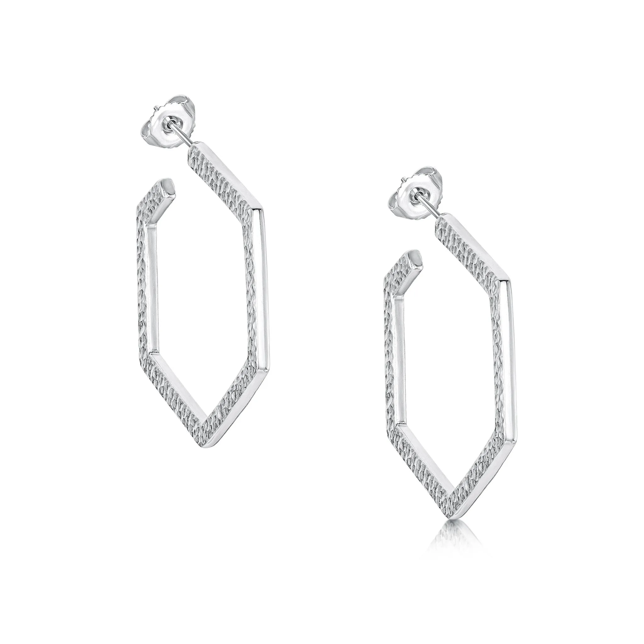 Honeycomb Large Sterling Silver Hoop Earrings