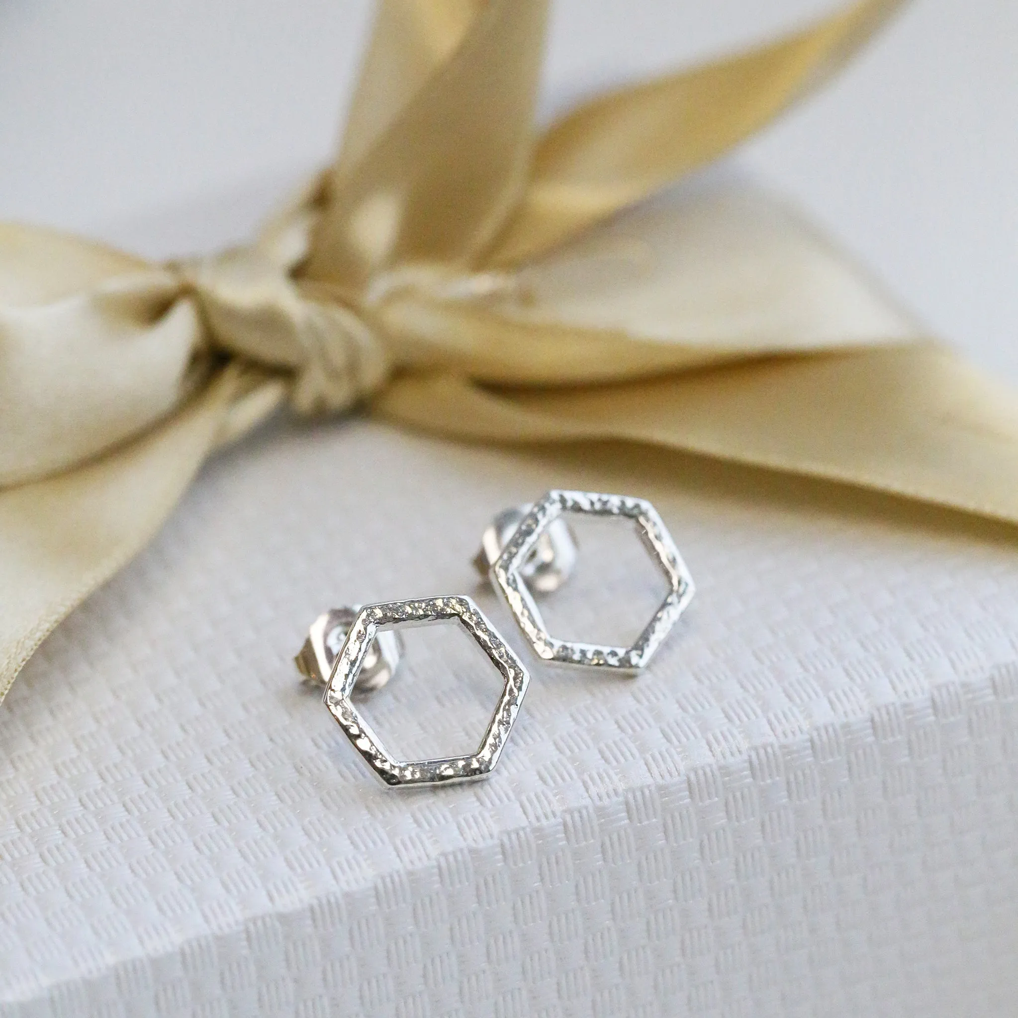Honeycomb Petite Stud Earrings in Sterling Silver
