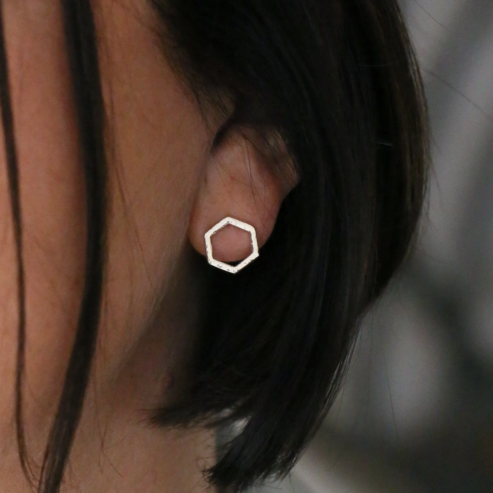 Honeycomb Petite Stud Earrings in Sterling Silver