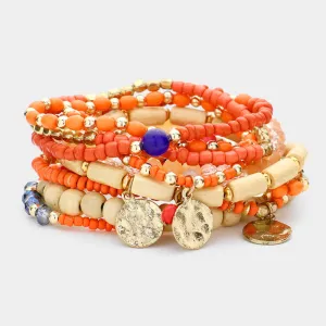 iLLASPARKZ 10PCS - Wood Multi Bead Layered Stretch Bracelets