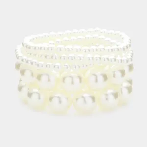 iLLASPARKZ 5PCS - Pearl Beaded Multi Layered Stretch Bracelets
