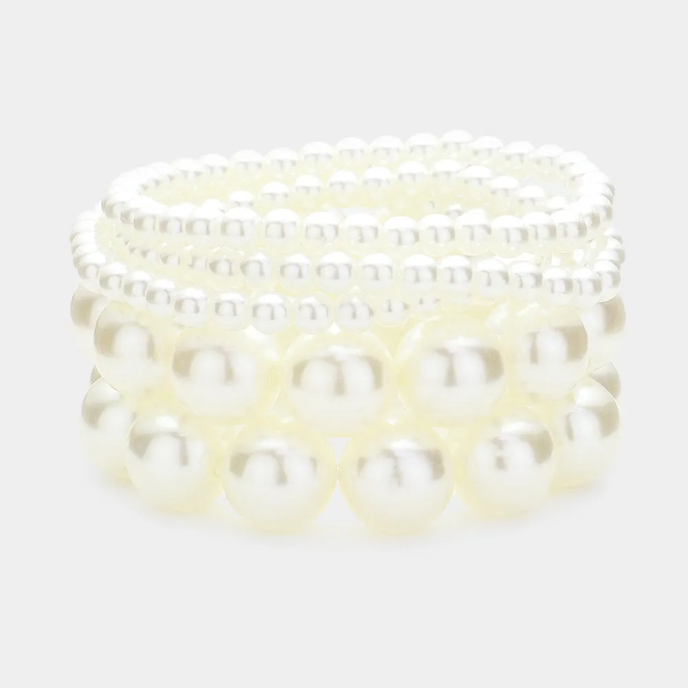 iLLASPARKZ 5PCS - Pearl Beaded Multi Layered Stretch Bracelets