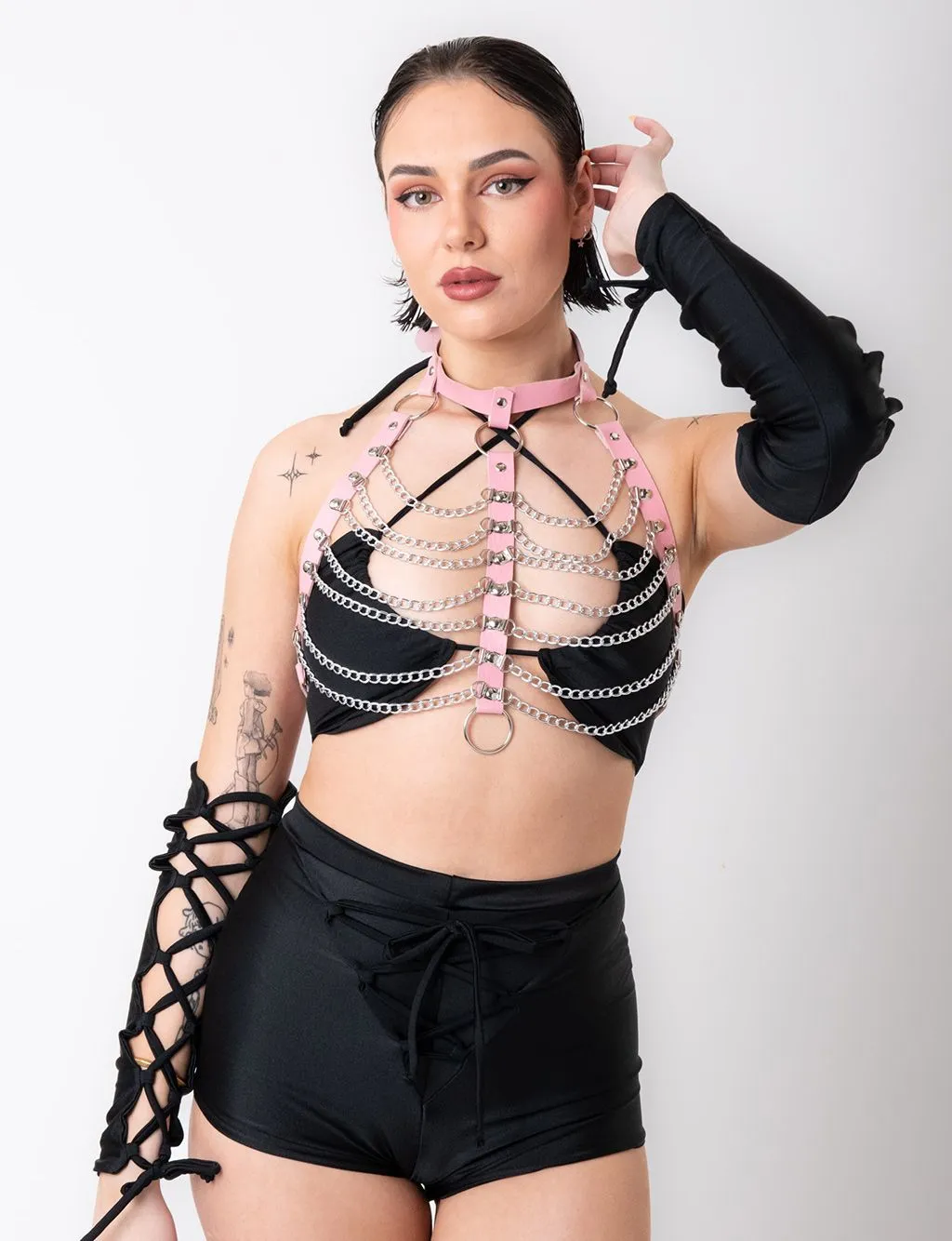 IN CHAINS HARNESS TOP - PINK