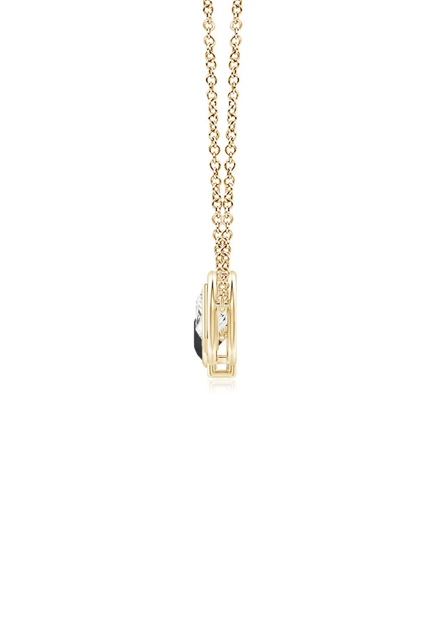 Infinity 14K Gold with Black & White Diamond Three Stone Necklace