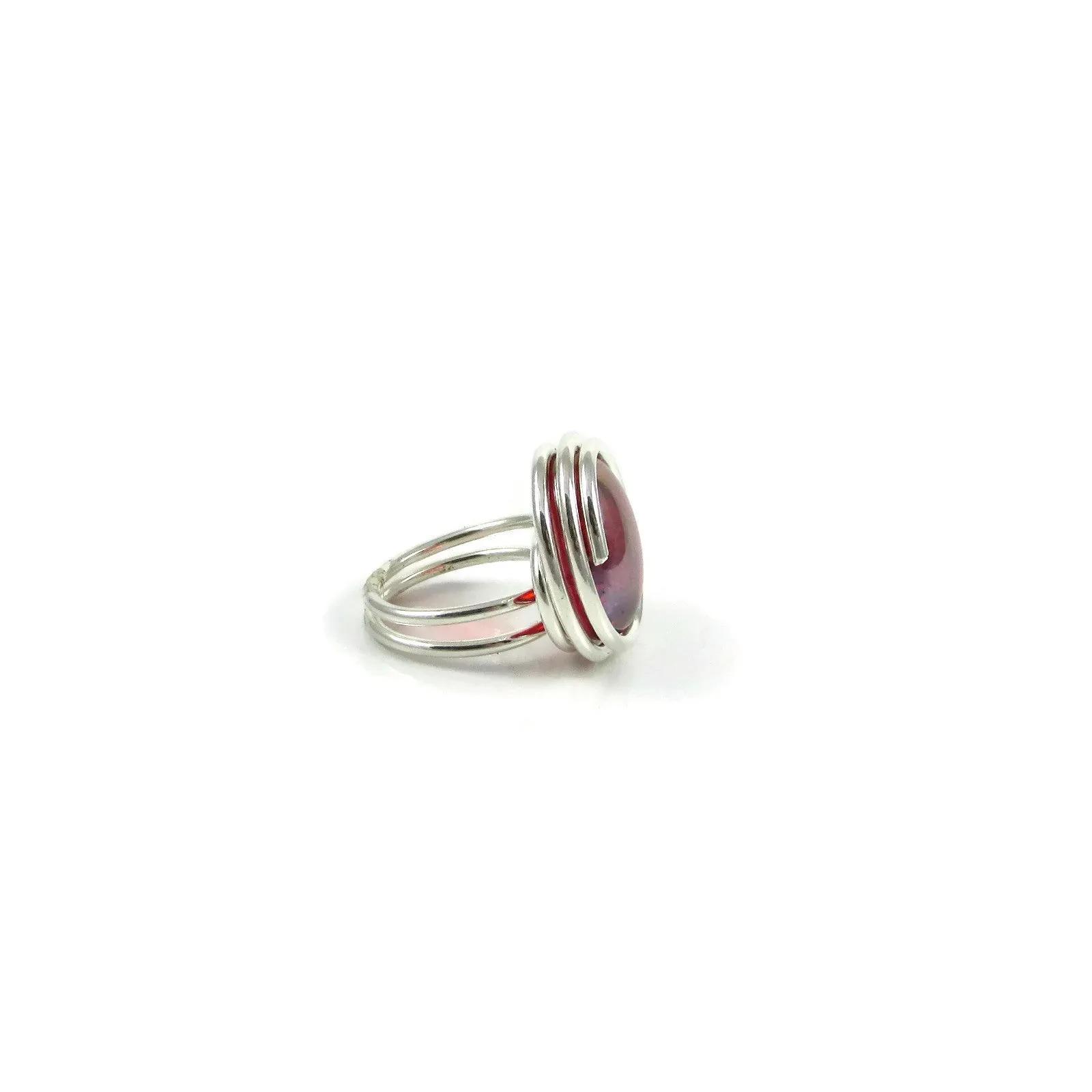 Infinity Glass Ring - Red Crystal Iridescent