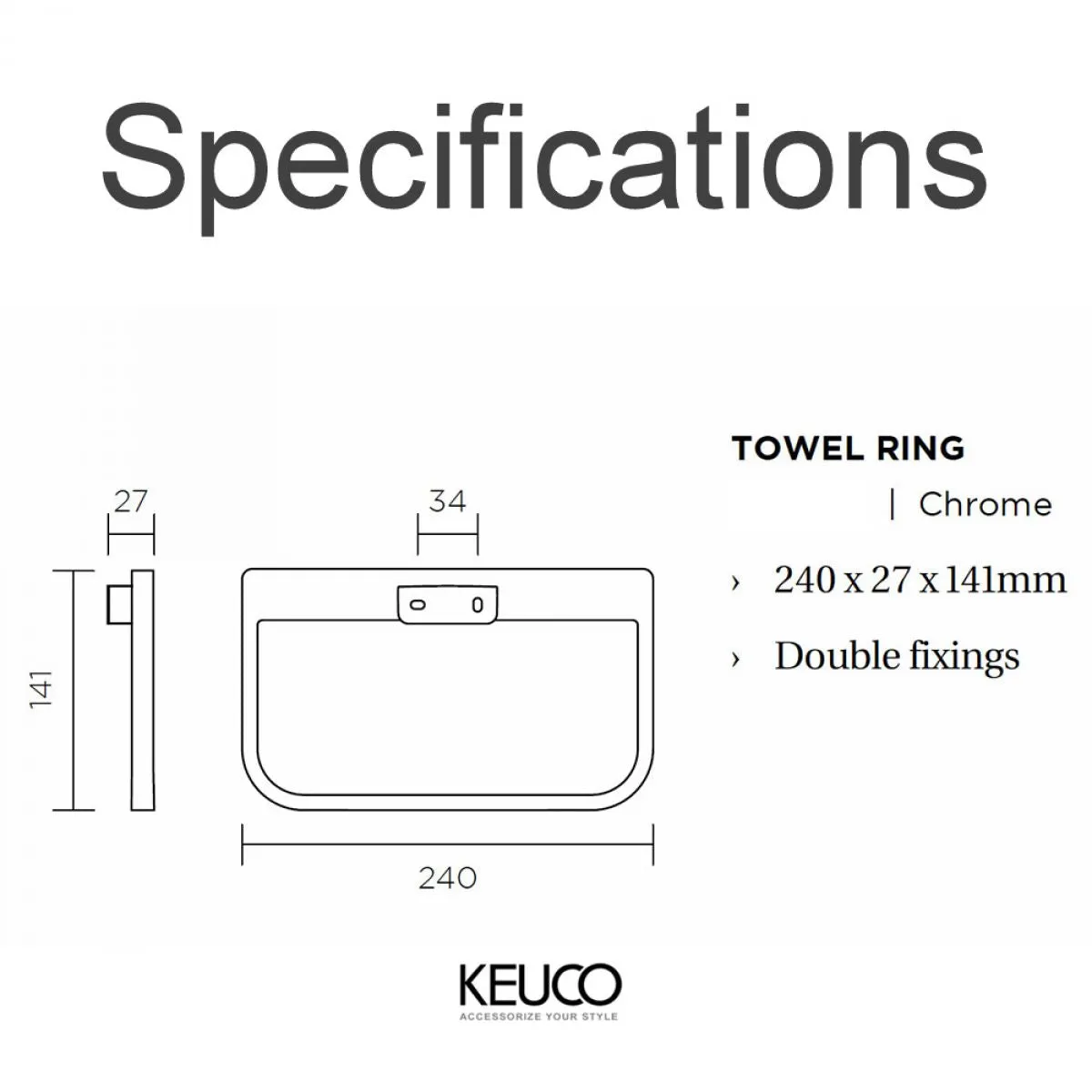Keuco Moll Towel Ring 240mm