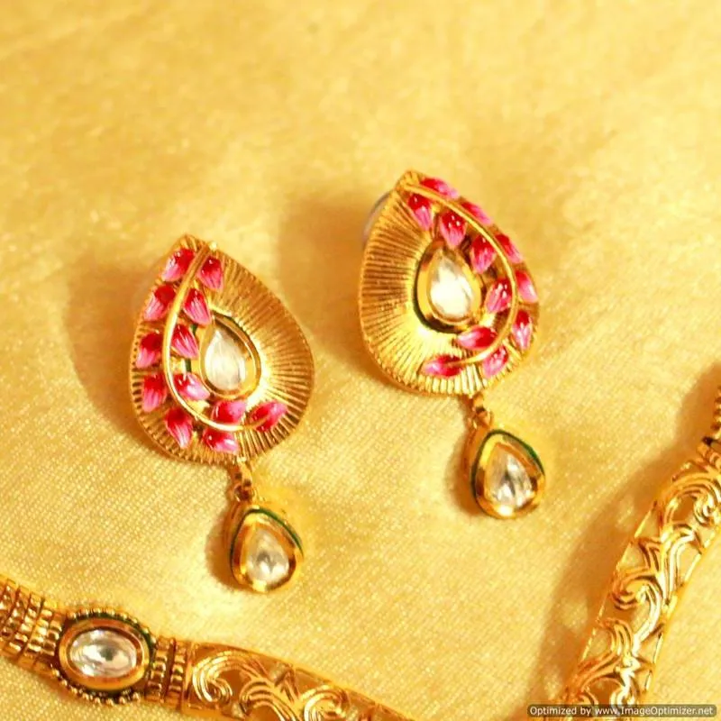 Kundan Meenakari Antique Gold Look Necklace Set
