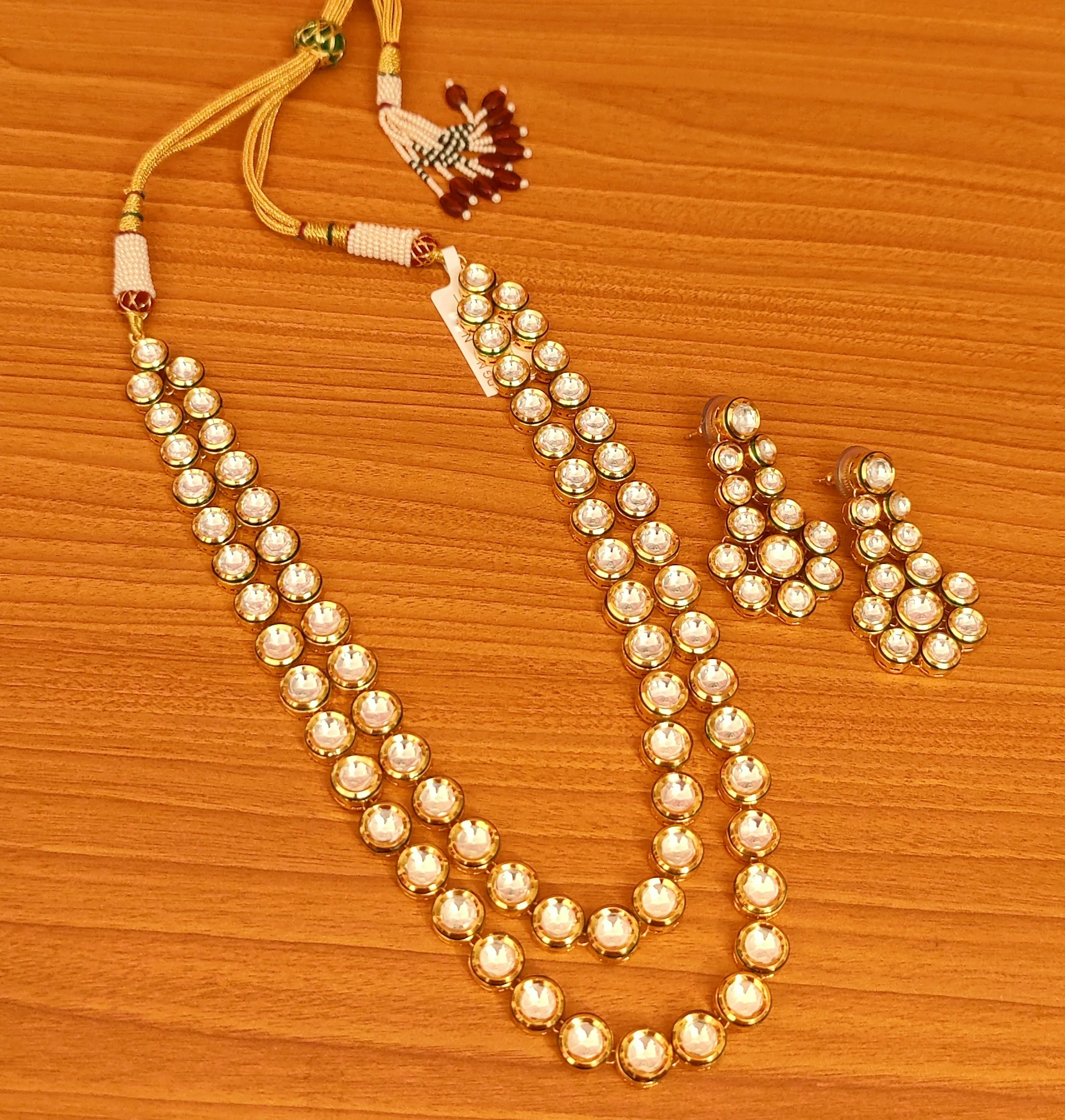KUNDAN MEENAKARI ROYAL TWO LINE REAL LOOK NECKLACE SET