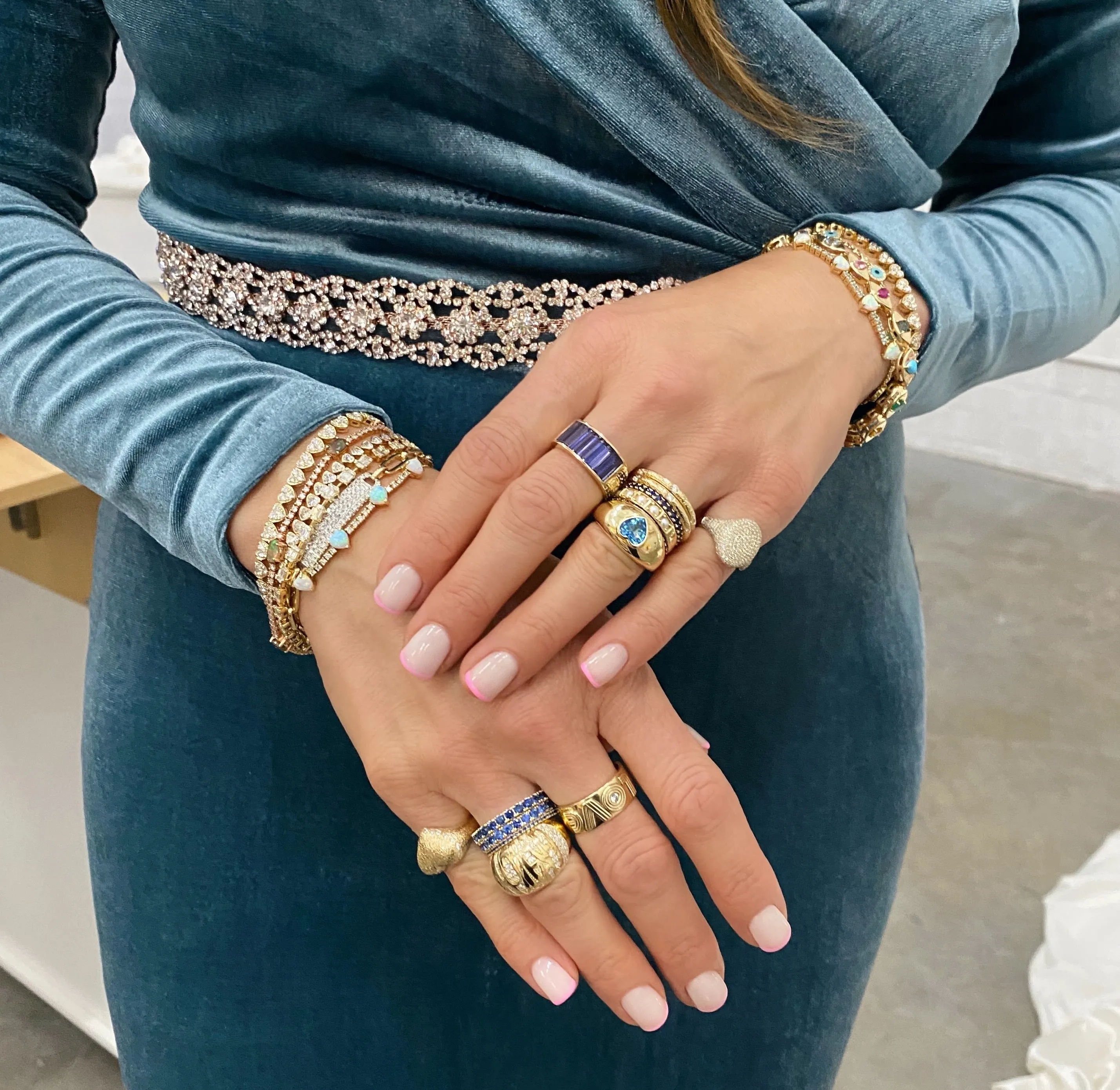Large Baguette Blue Iolite Stacking Ring
