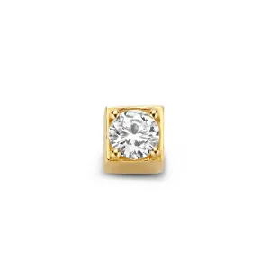 Le Marais Felie 14 karat gold cube charm with zirconia stone