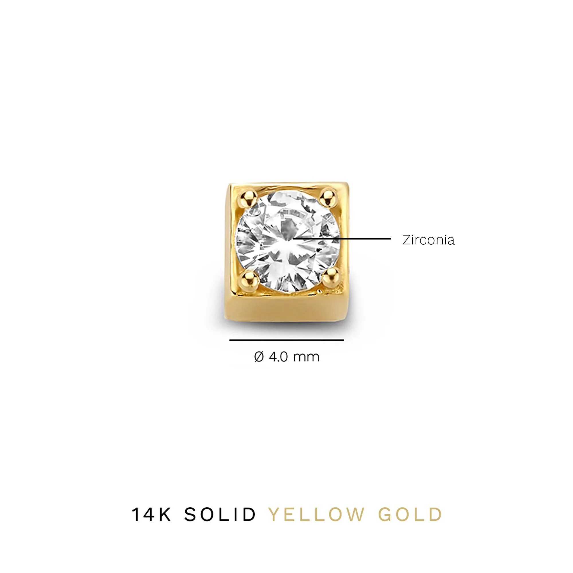 Le Marais Felie 14 karat gold cube charm with zirconia stone