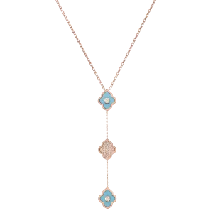 LUCE COLOUR - NECKLACE ROSE GOLD PAVE TURQUOISE & 2 DIAMONDS S