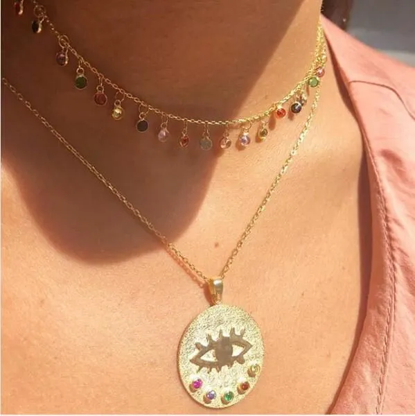 Lucky Symbol Evil Eye Boho Necklaces Charm Jewelry