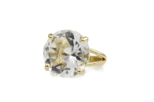 Lustrous Gem Rings for Women - 16mm Round Crystal Quartz in 14k Gold - Elegant and Nice Rings for Women - Handmade Jewelry