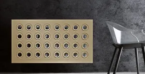 Made to Measure Radiator Heater Cover in GOLD Finish with Contemporary RINGS Design Pattern