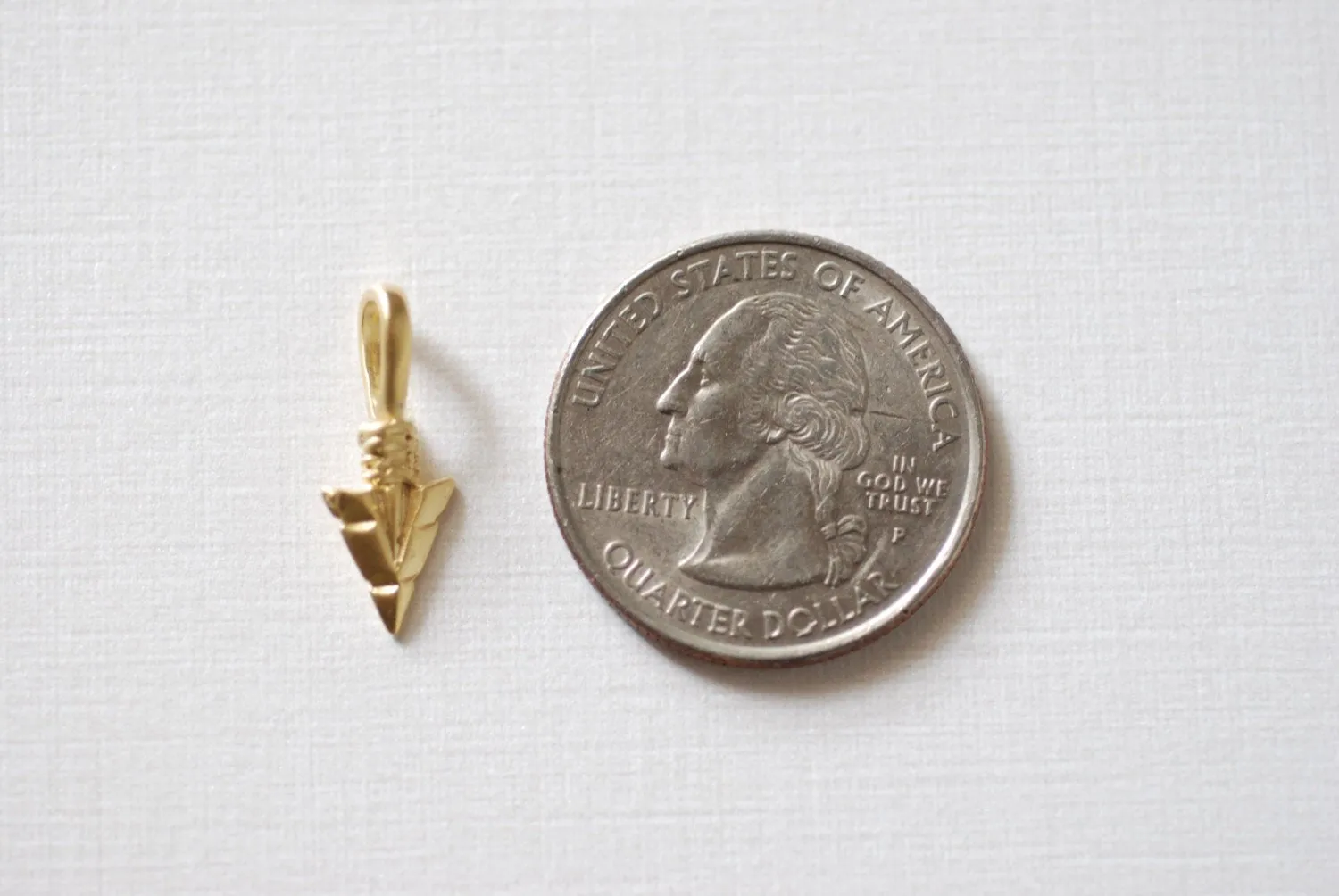 Matte Vermeil Gold Arrow charm, 18k gold over 925 sterling silver Arrow charm, Gold arrow, arrow, arrowhead, arrow charm, vermeil arrow