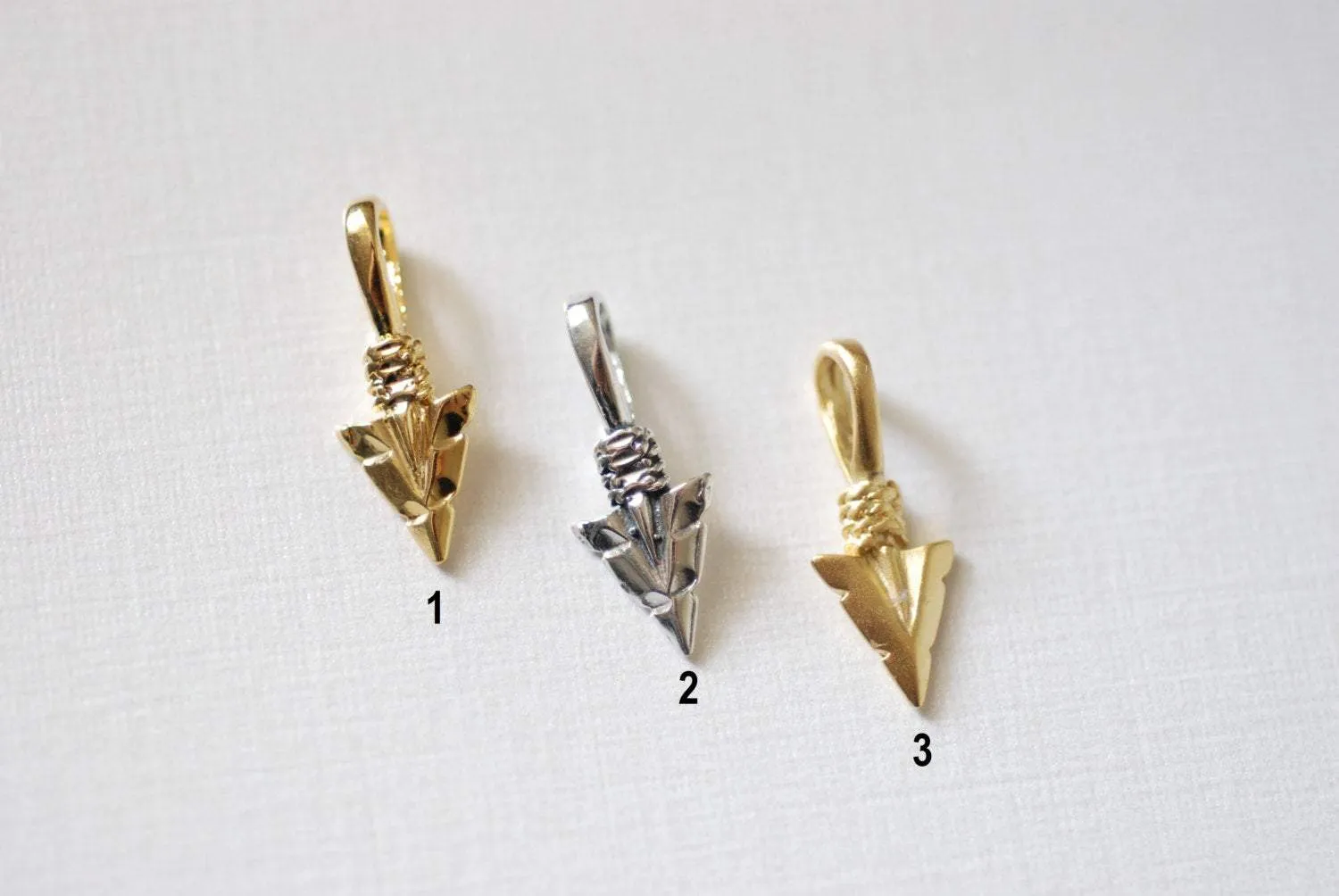 Matte Vermeil Gold Arrow charm, 18k gold over 925 sterling silver Arrow charm, Gold arrow, arrow, arrowhead, arrow charm, vermeil arrow