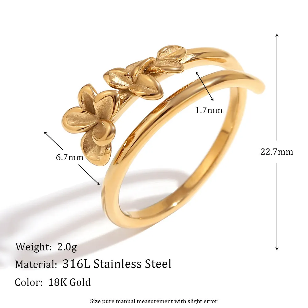 Minimalist Niche Flower Geometric Stainless Steel 18K Gold Plated Rings
