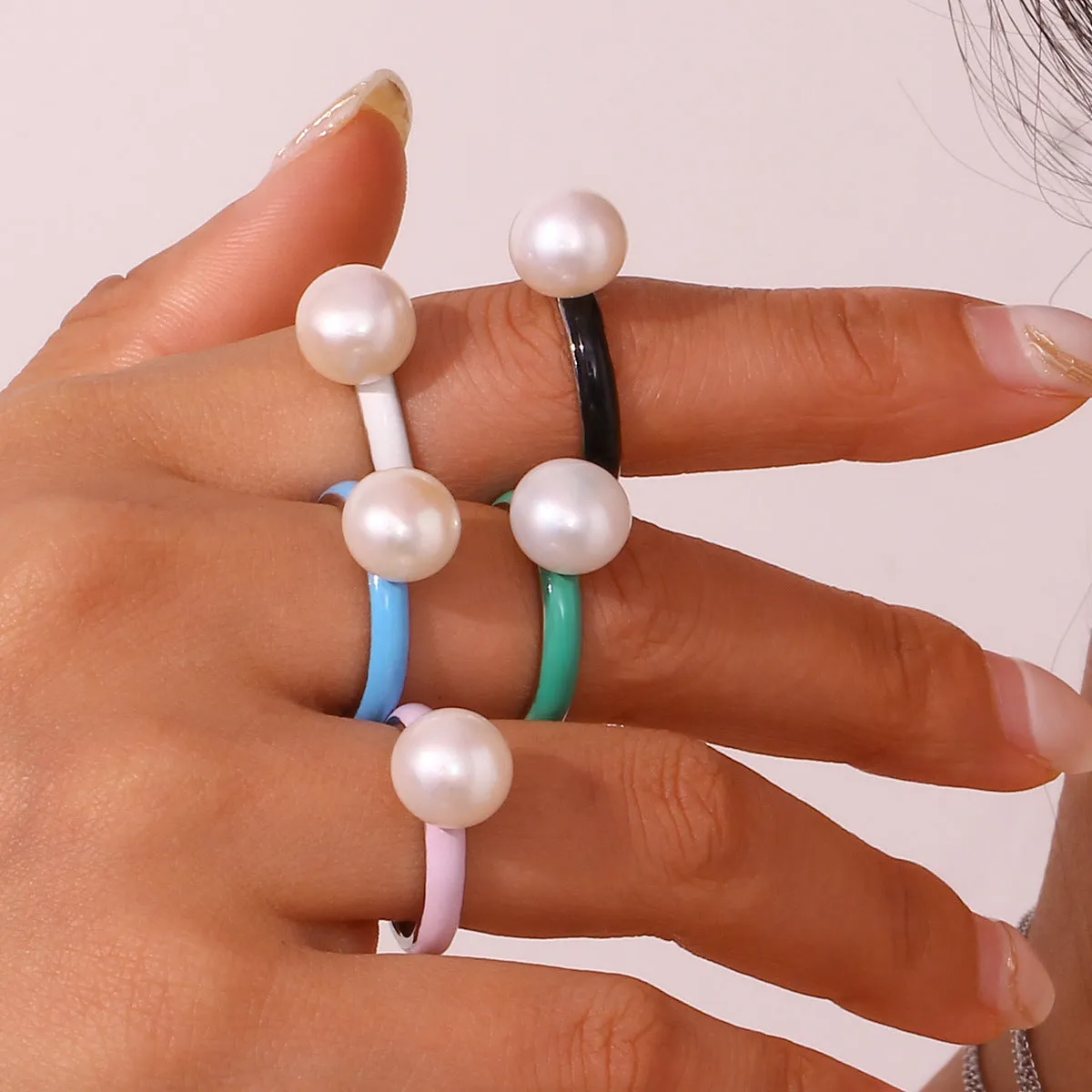 Minimalist Women Circle Geometric Stainless Steel Electroplating Rings