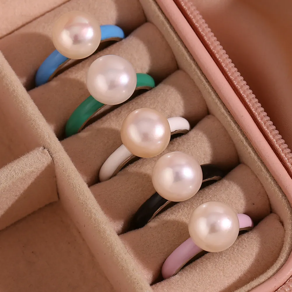 Minimalist Women Circle Geometric Stainless Steel Electroplating Rings