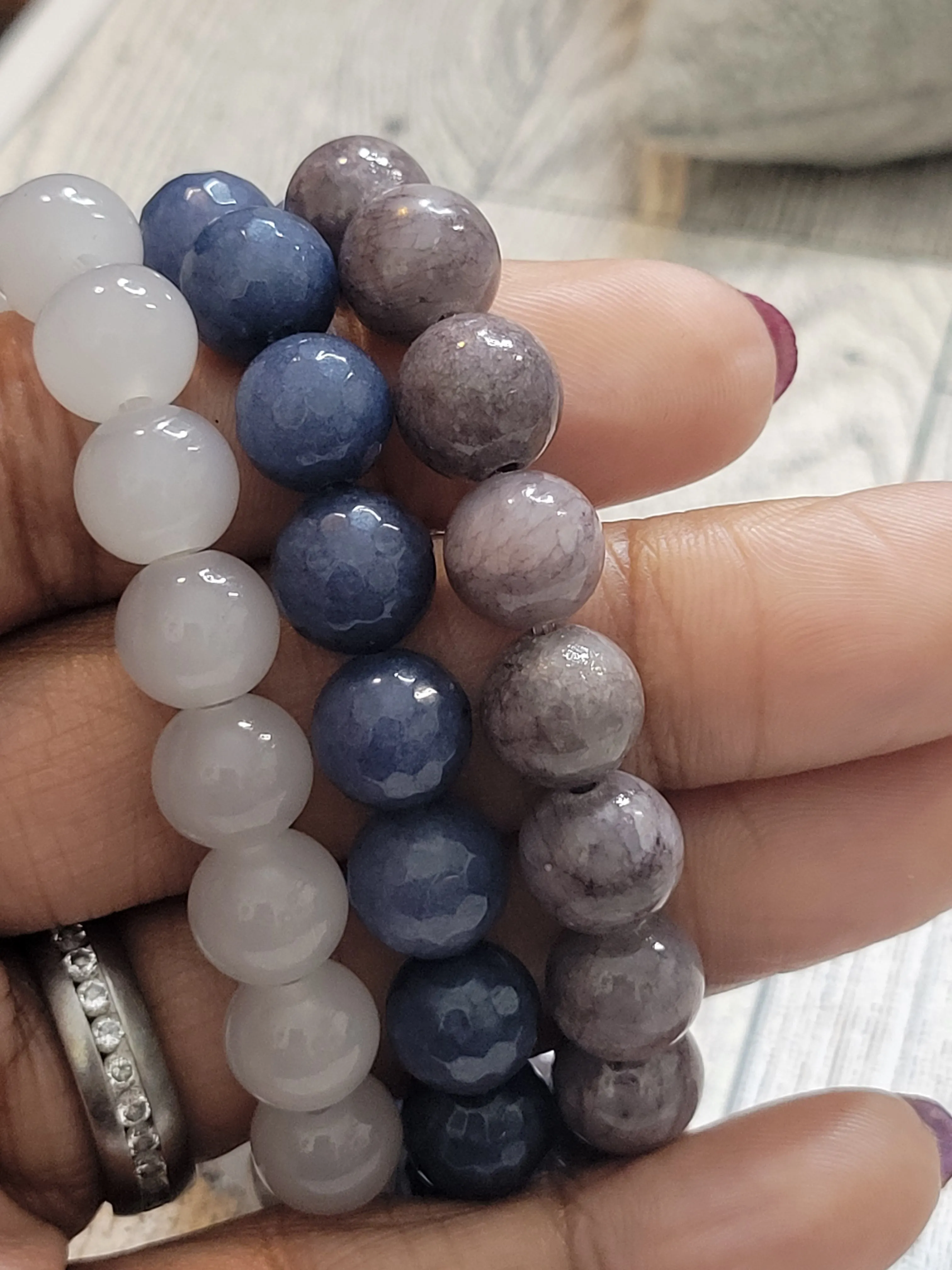 Misty Blue - Beaded Bracelet Set