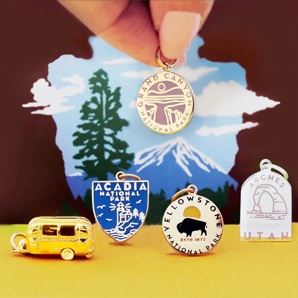 National Park Clip Necklace Bundle, 5 gold enamel charms