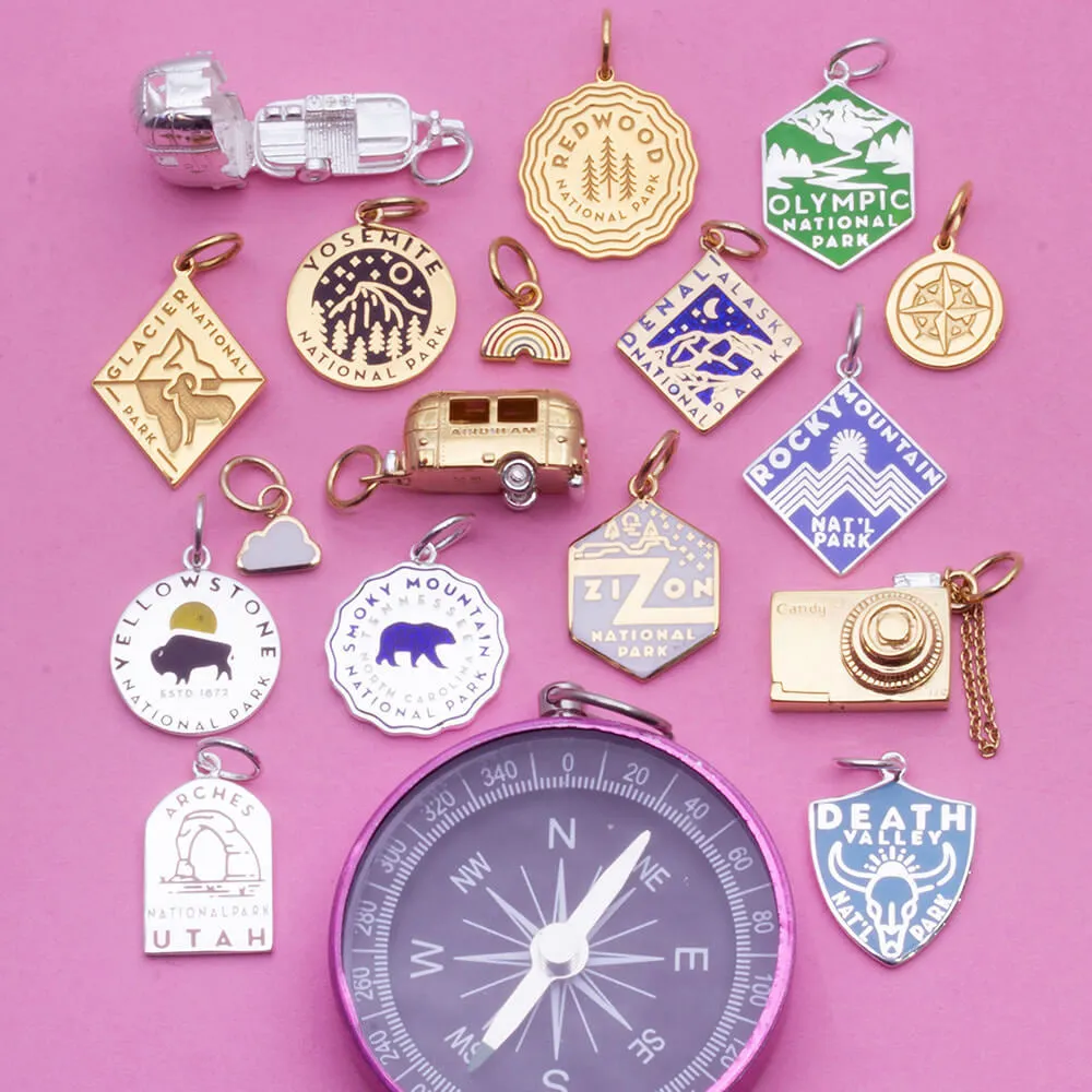 National Park Clip Necklace Bundle, 5 gold enamel charms