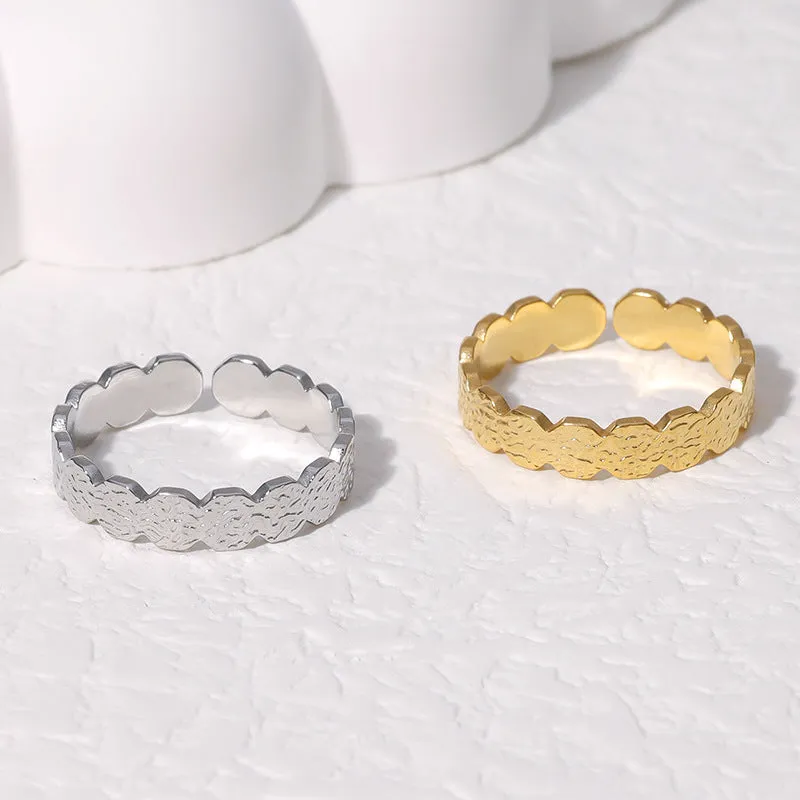 Open Ring Minimalist Octagon Geometric Stainless Steel Electroplating Rings