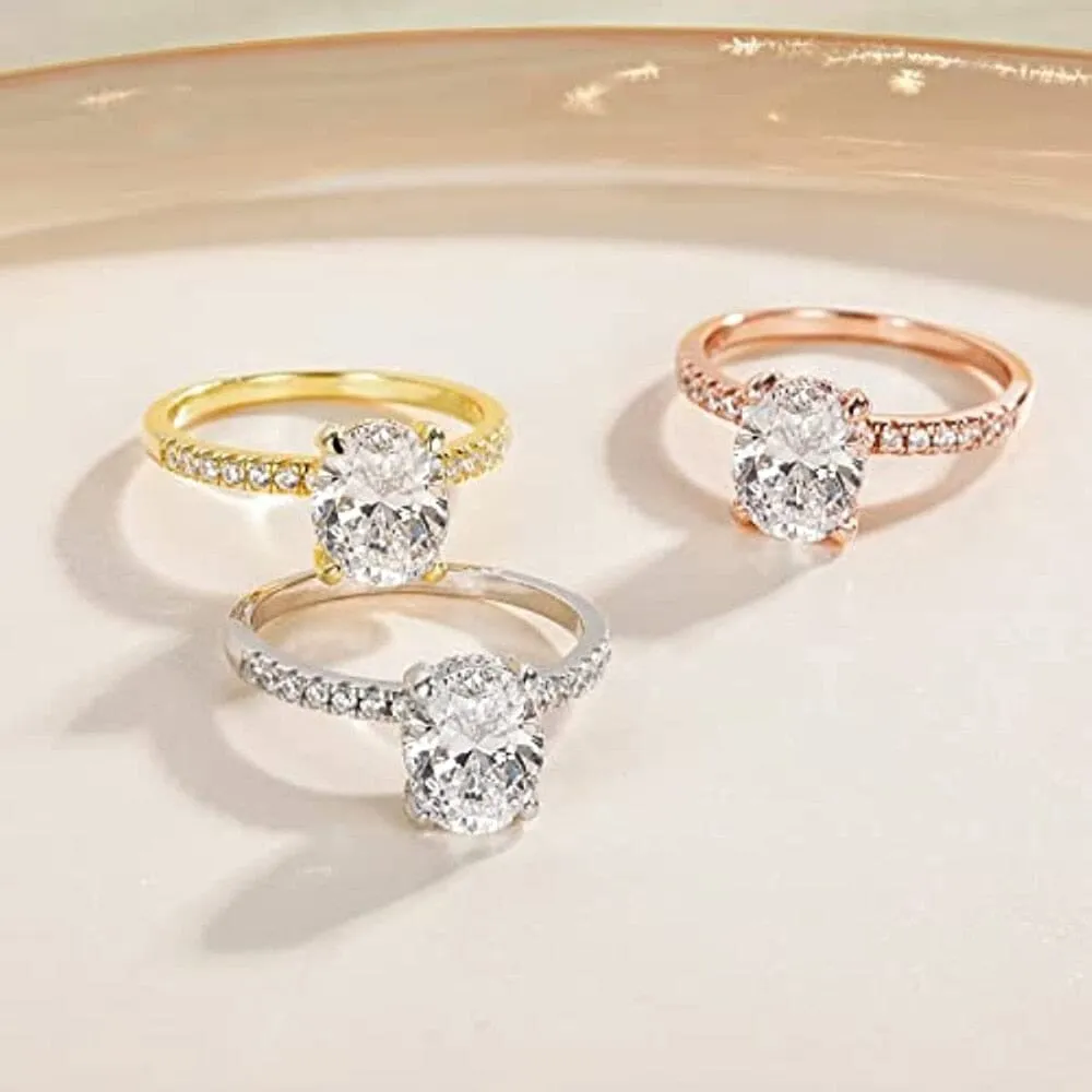 Oval Cut 3ct Zirconia Silver Ring