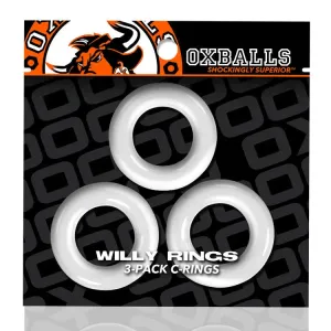 OXBALLS WILLY RINGS 3-pack stretchy cockrings WHITE