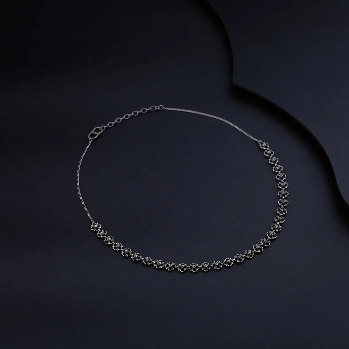 Oxidized Silver Choker Necklace