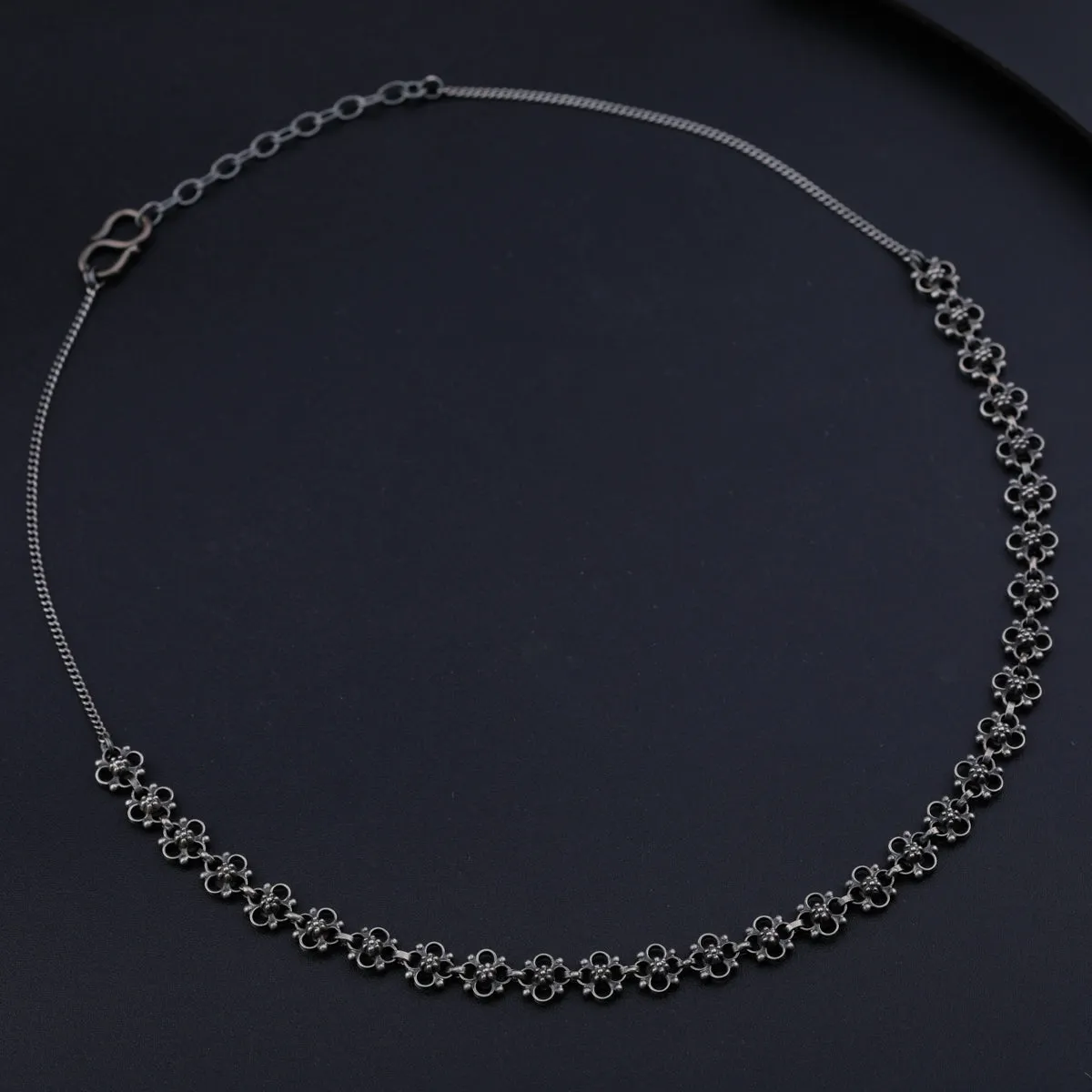 Oxidized Silver Choker Necklace