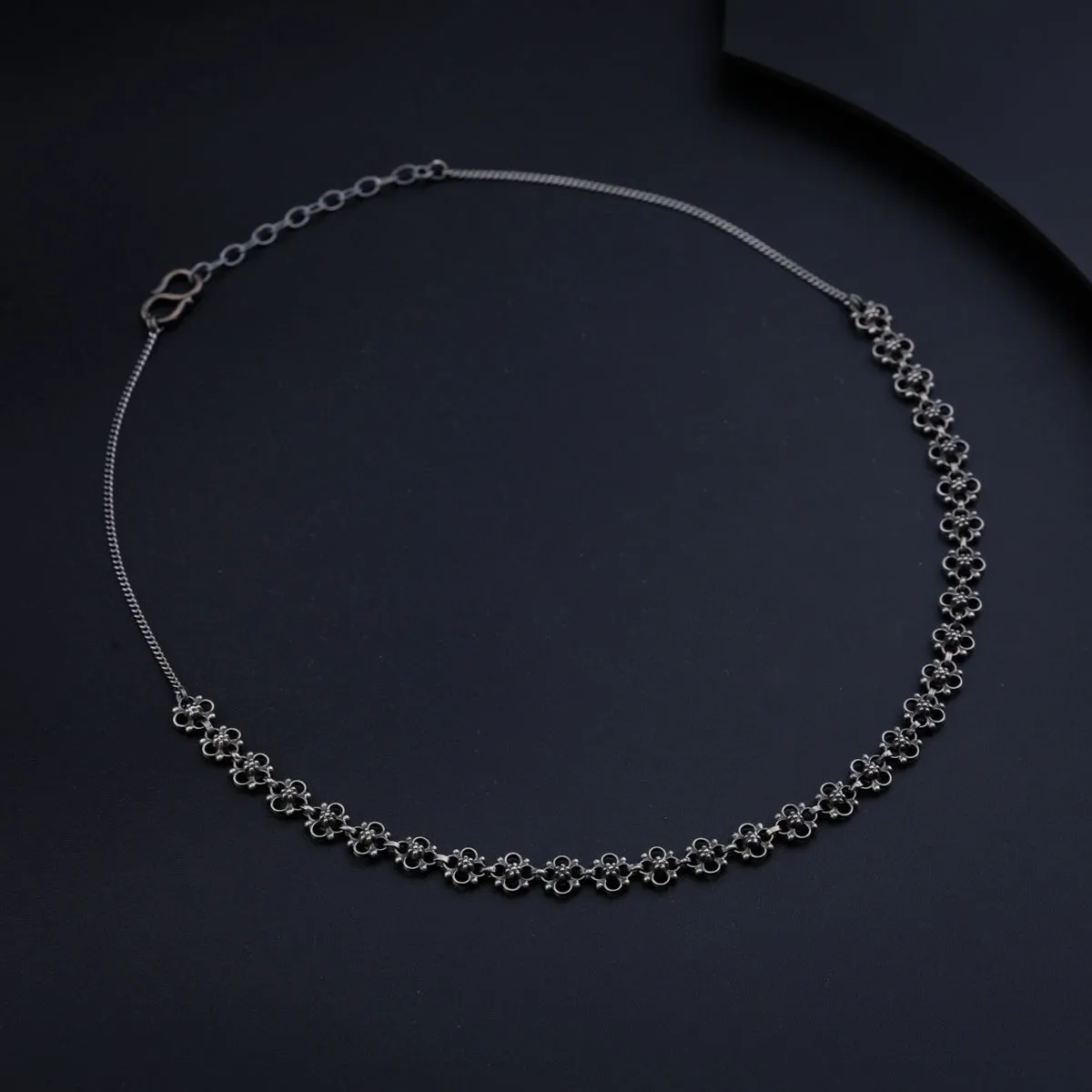 Oxidized Silver Choker Necklace