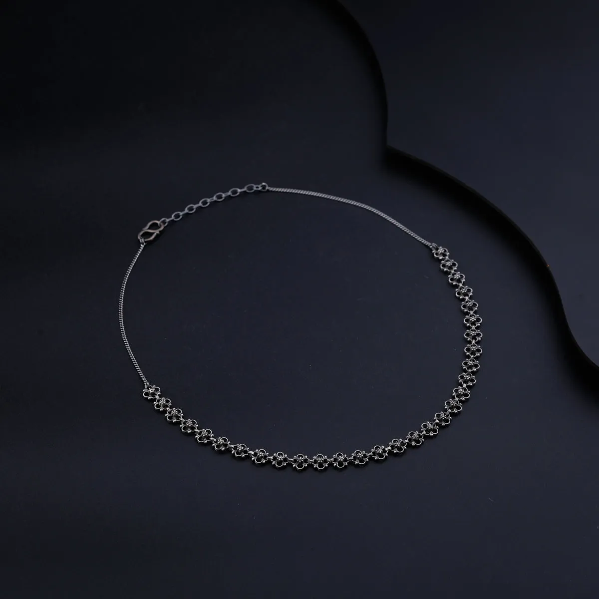 Oxidized Silver Choker Necklace