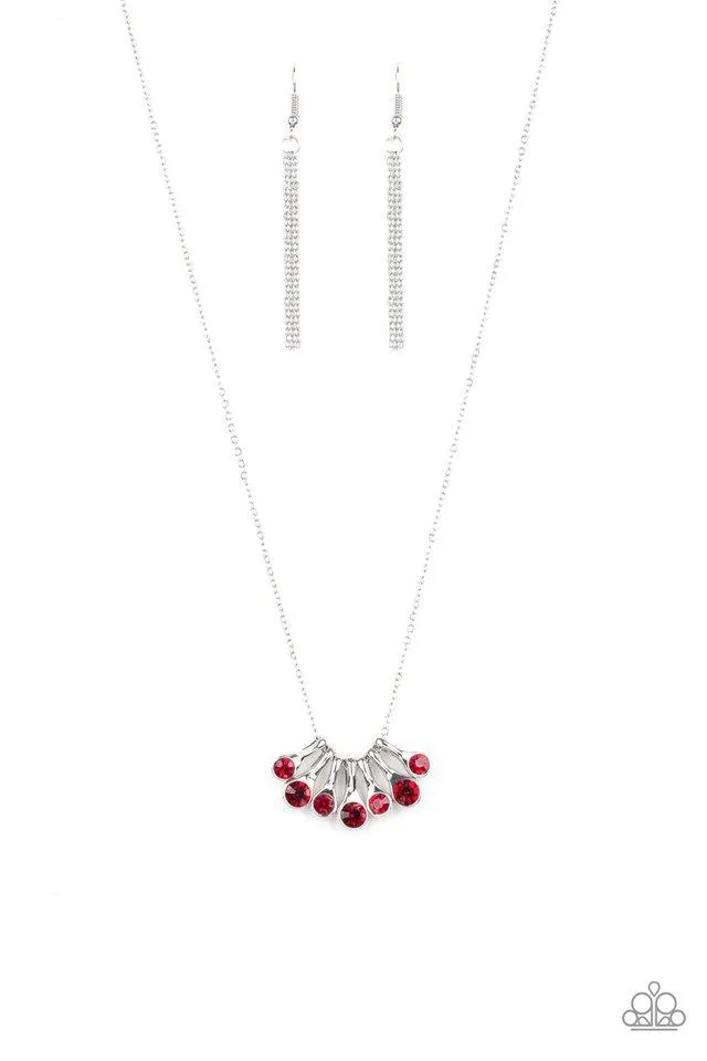 Paparazzi Necklace ~ Slide Into Shimmer - Red