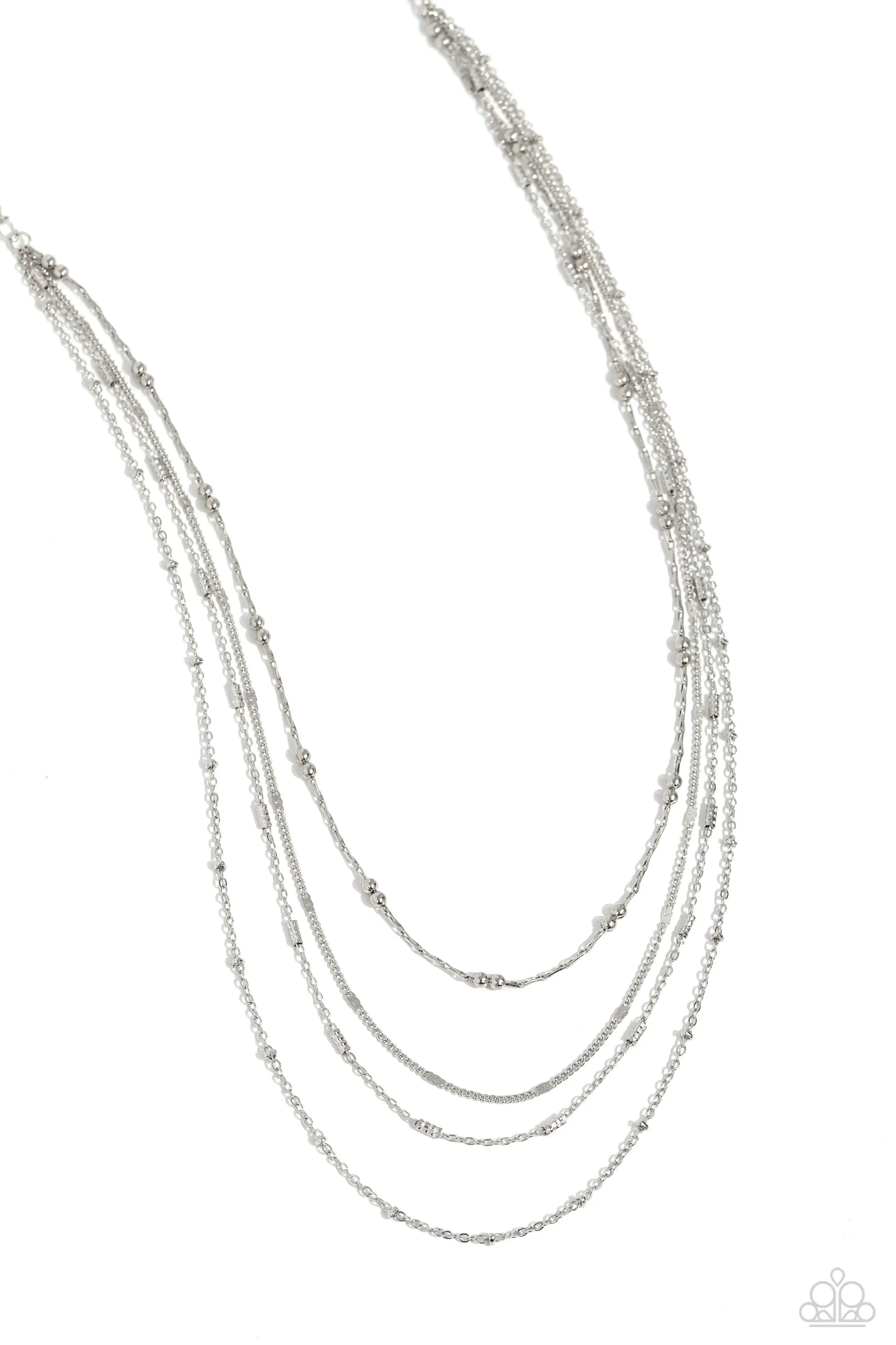 Paparazzi Studded Shimmer Silver Necklace & Earring Set