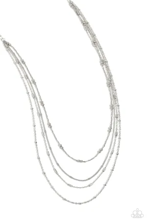 Paparazzi Studded Shimmer Silver Necklace & Earring Set