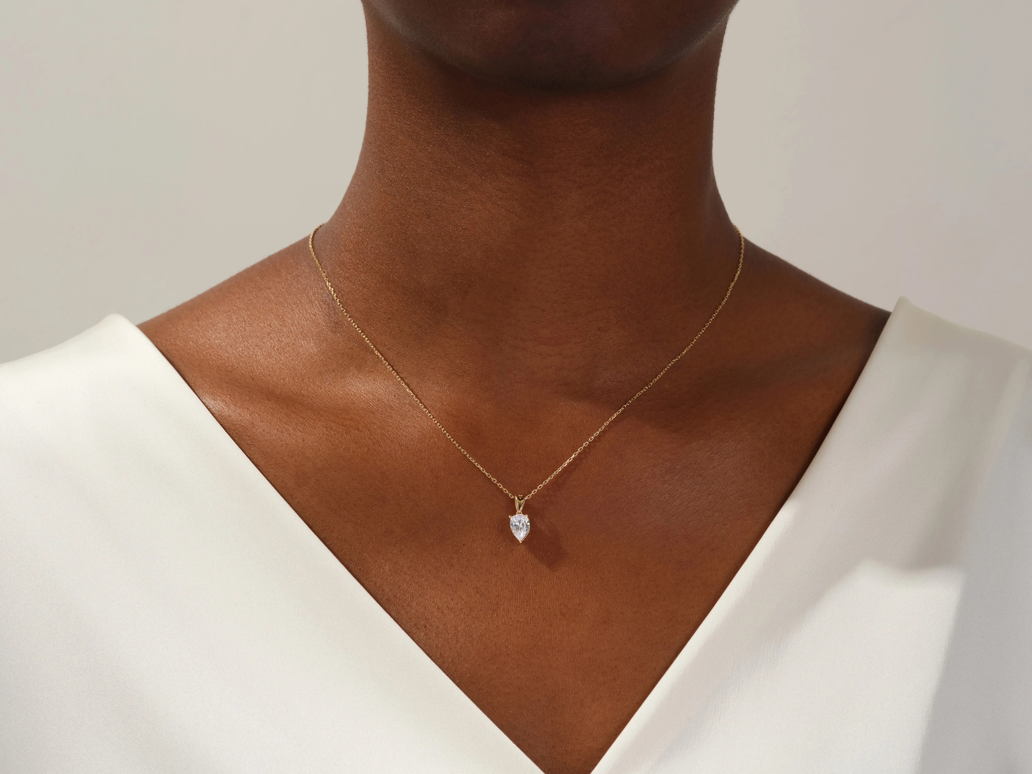 Pear Cut Lab Grown Diamond Solitaire Pendant (1.50 CT)