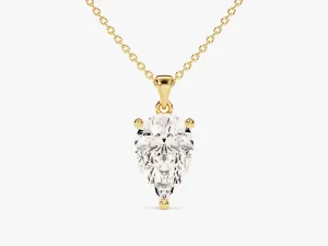 Pear Cut Lab Grown Diamond Solitaire Pendant (1.50 CT)