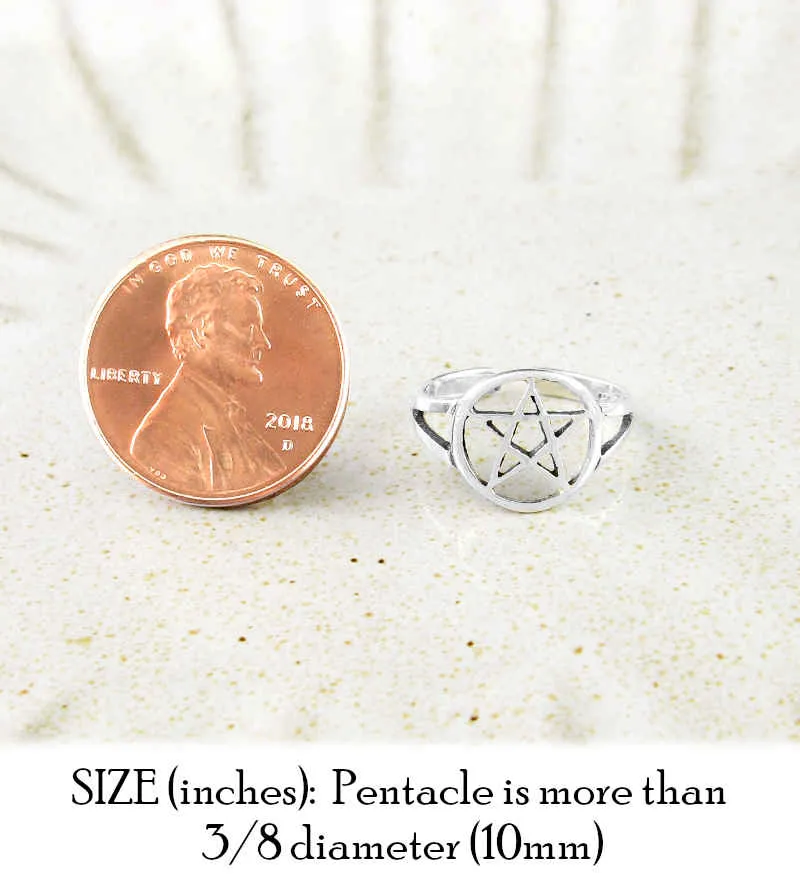 Pentacle Pentagram Toe Midi Pinky Ring, Adjustable