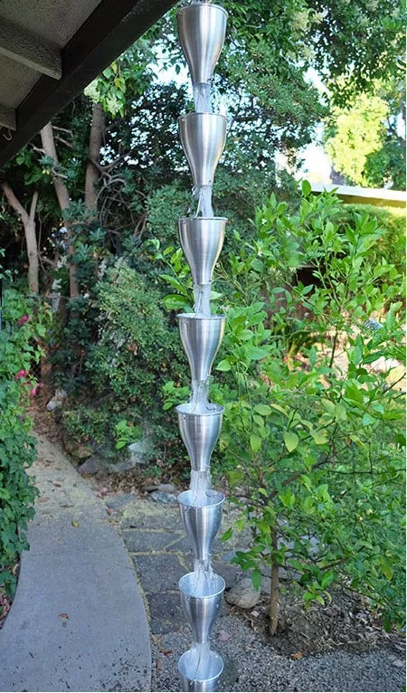 Professional Aluminum Cup Rain Chain Modern Design Downspout Alternative Garden Decor