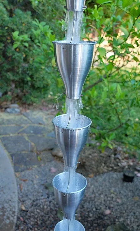Professional Aluminum Cup Rain Chain Modern Design Downspout Alternative Garden Decor