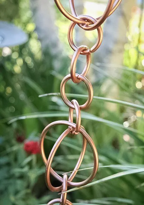 Professional Copper Hoops Link Rain Chain Decorative Garden Water Feature